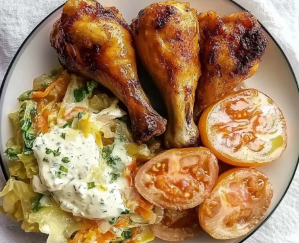 Honey Glazed Chicken with Creamy Cabbage Slaw