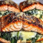 Creamy Spinach & Cheese Stuffed Salmon 3 Creamy Spinach & Cheese Stuffed Salmon