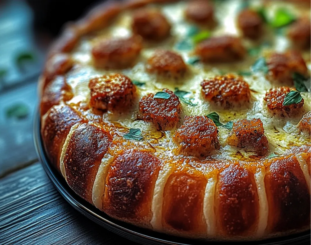 Cheesy Pull-Apart Meatball Ring Pizza