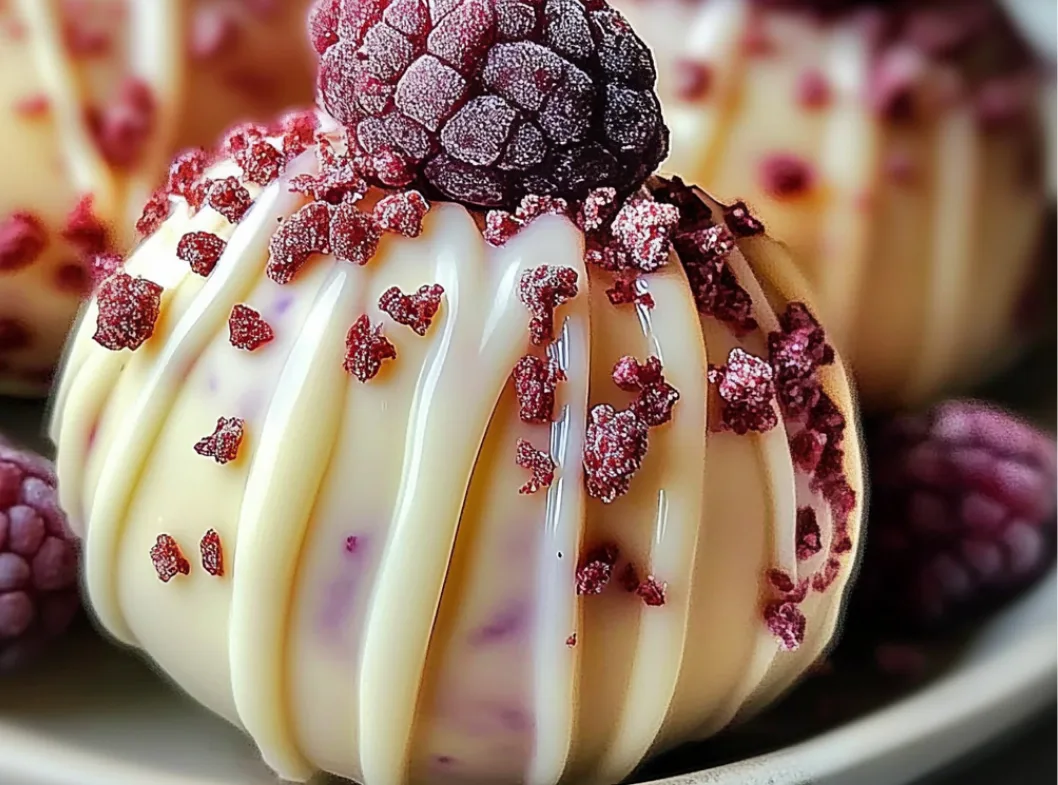 White Chocolate Raspberry Mousse Bombs