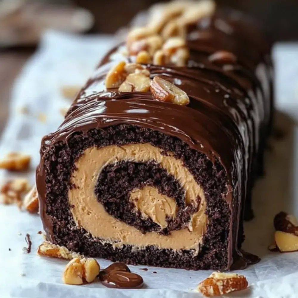 Decadent Chocolate Peanut Butter Cake Roll