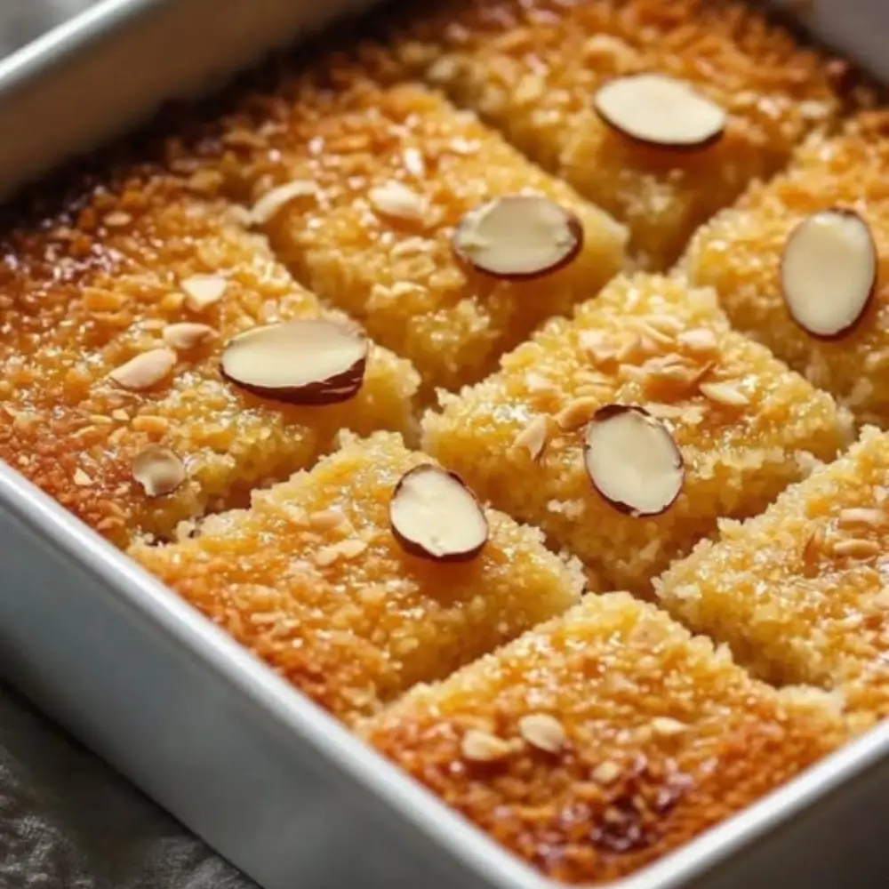 Coconut Semolina Cake (Basbousa)
