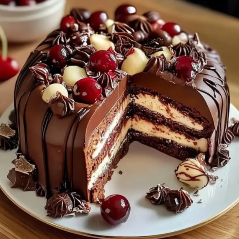Swiss Chocolate Cherry Roll Cake