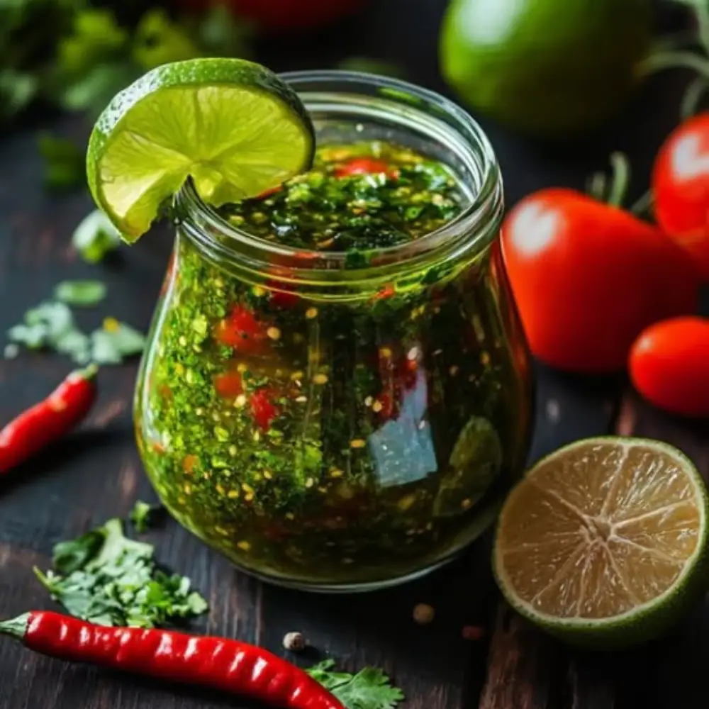 Vibrant Chile Lime Sauce with Fresh Herbs and Zesty Kick