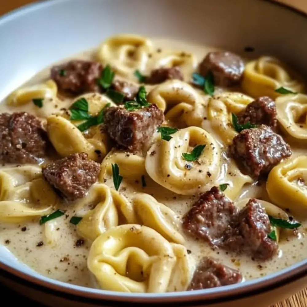Creamy Beef Tortellini Alfredo