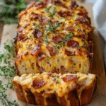 Cheddar Bacon Pizza Loaf with Layers of Melty Cheese