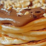 Fluffy Pancakes with Peanut Caramel Sauce
