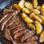 Juicy Garlic Butter Steak with Crispy Potatoes in One Skillet
