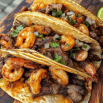 Tacos de Camarones y Bistec