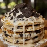 Oreo Pancakes with Cream Cheese Drizzle