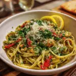 Lemony Pesto Linguine with Roasted Peppers & Pine Nuts 3 Lemony Pesto Linguine with Roasted Peppers & Pine Nuts