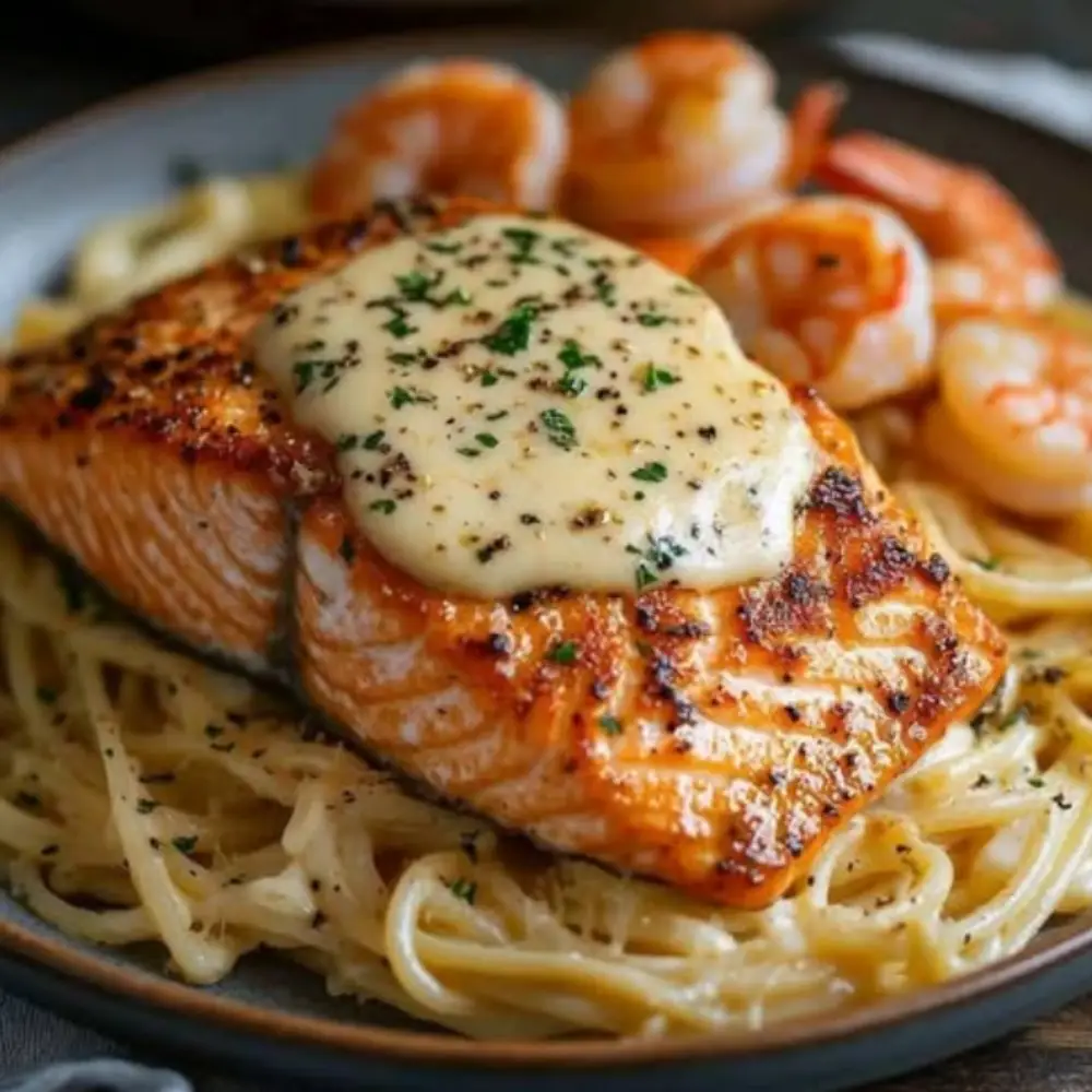 Creamy Salmon & Shrimp Pasta