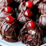 Summer Black Forest Cookie Dough Brownie Bombs