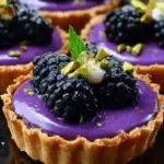 Elegant Blackberry Pistachio Cream Tarts