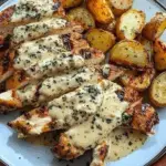 Double Parmesan Garlic Chicken Alfredo with Crispy Potatoes & Creamy Truffle Mushroom Pesto 3 Double Parmesan Garlic Chicken Alfredo with Crispy Potatoes & Creamy Truffle Mushroom Pesto