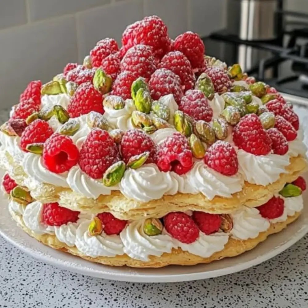 Pistachio & Raspberry Dacquoise
