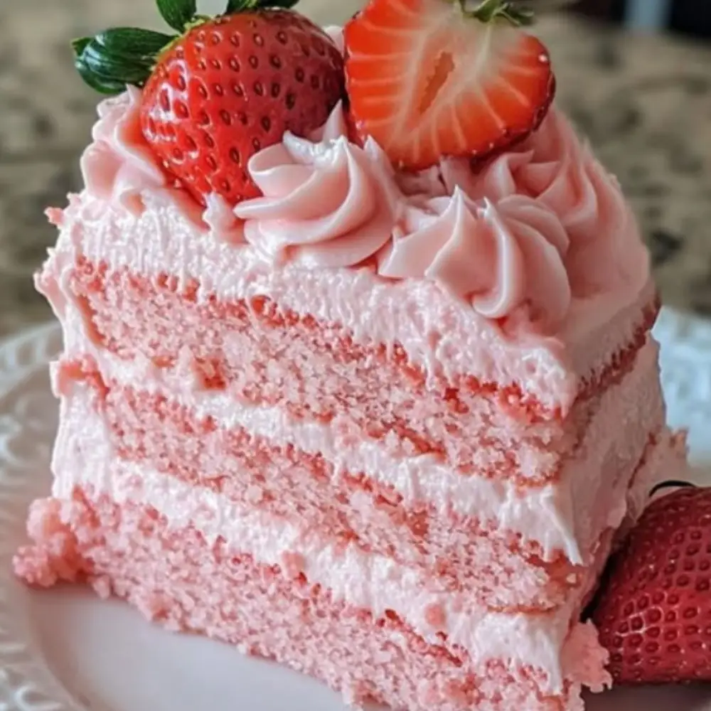 Strawberry Cake with Lush Strawberry Frosting