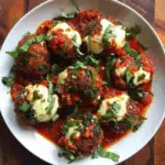 Mozzarella-Stuffed Meatballs with Tomato Sauce and Fresh Herbs 3 Mozzarella-Stuffed Meatballs with Tomato Sauce and Fresh Herbs