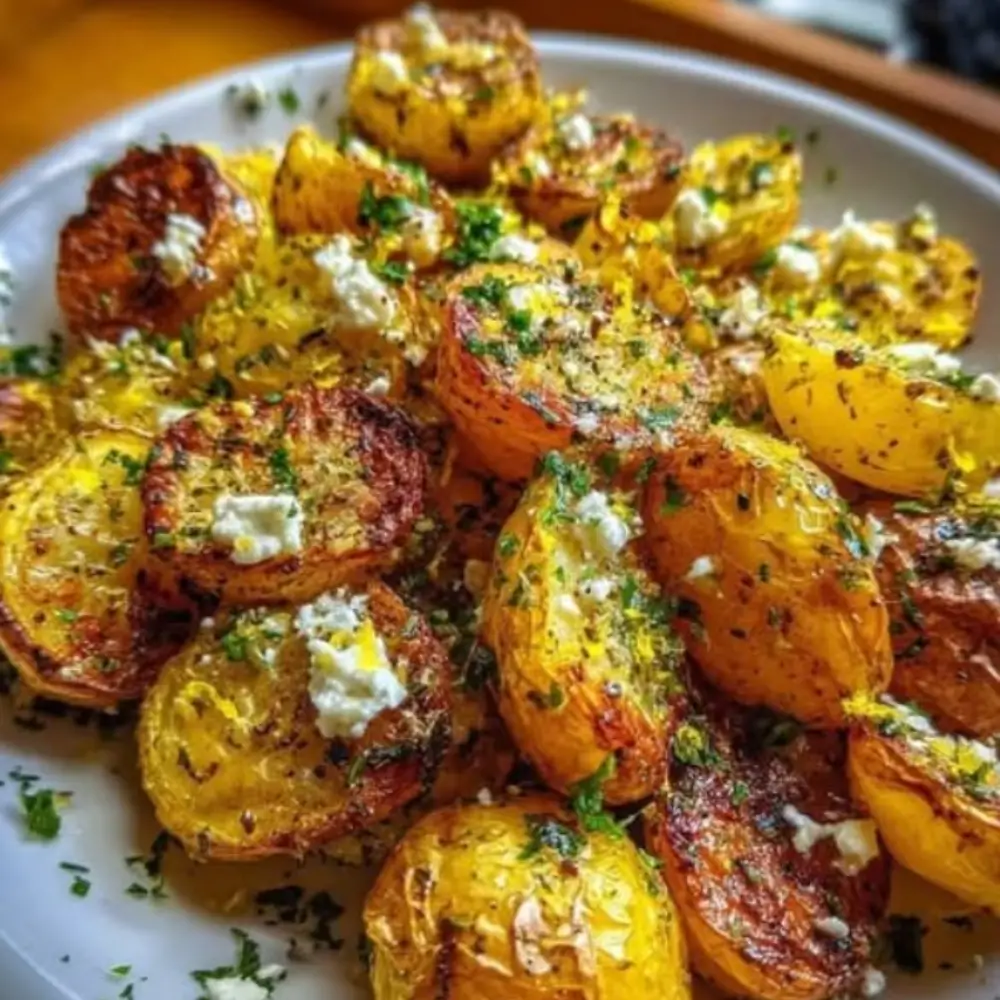 Crispy Lemon-Feta Roasted Potatoes