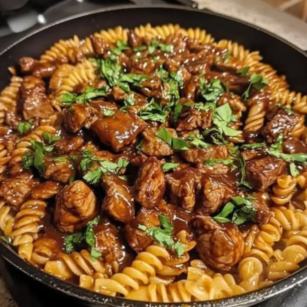 Bold Honey BBQ Chicken & Steak Pasta Supreme in One Pan