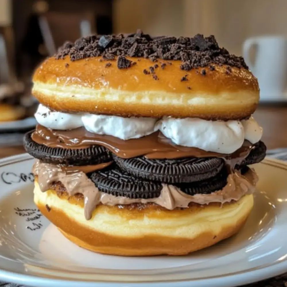 Oreo Cheesecake Stuffed Donut Burger