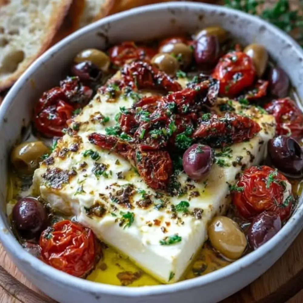 Mediterranean Feta Bake with Olives and Sun-Dried Tomatoes