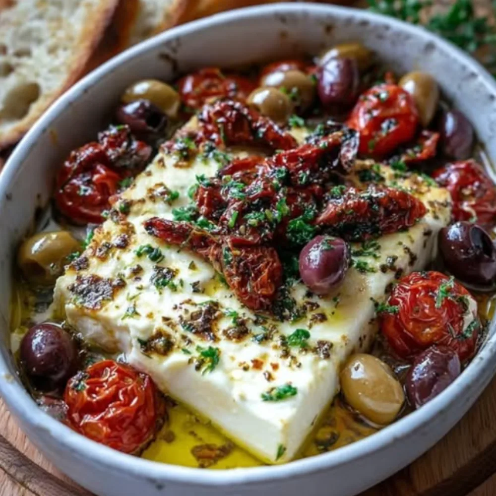 Mediterranean Feta Bake with Olives and Sun-Dried Tomatoes
