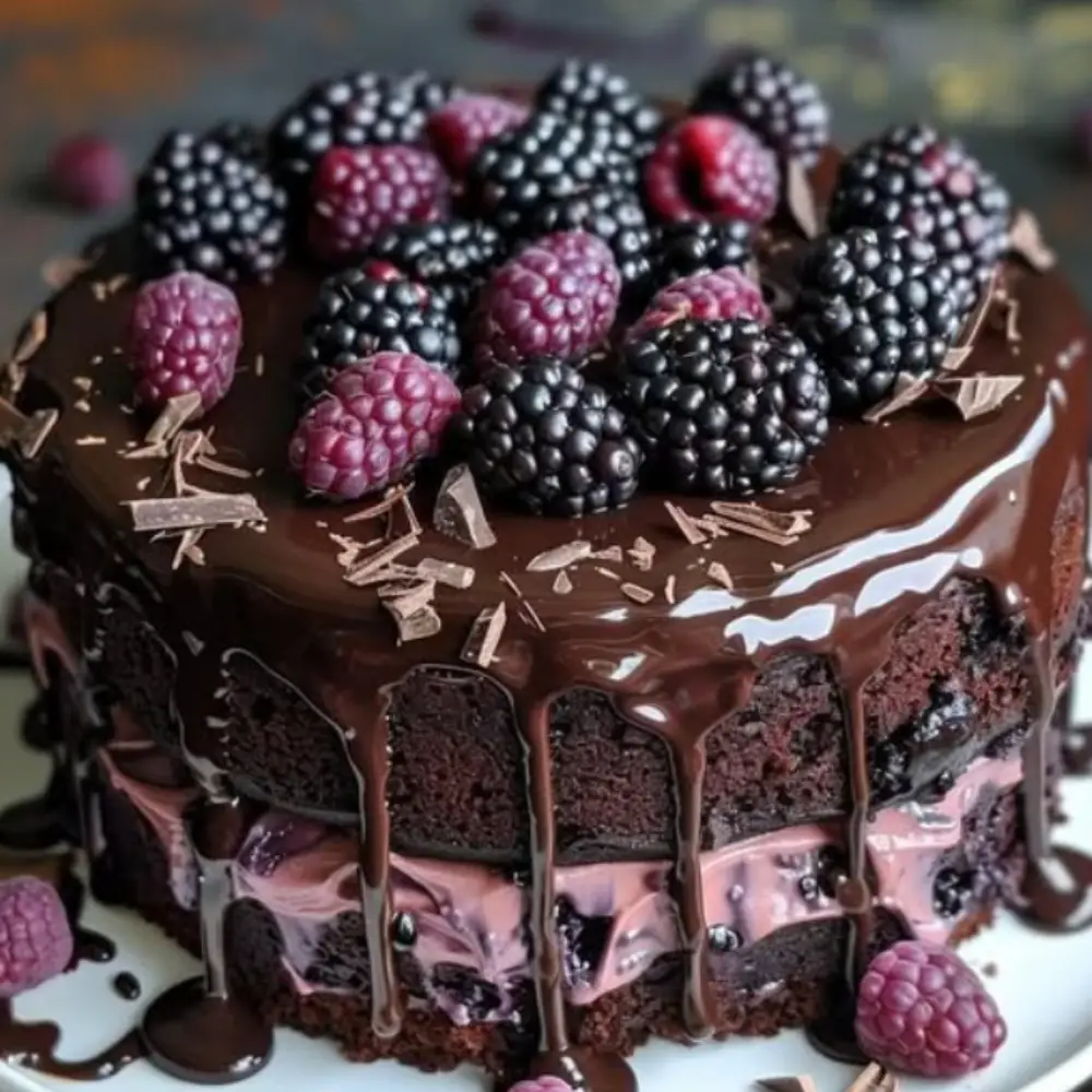 Dark Romance Chocolate Blackberry Cake