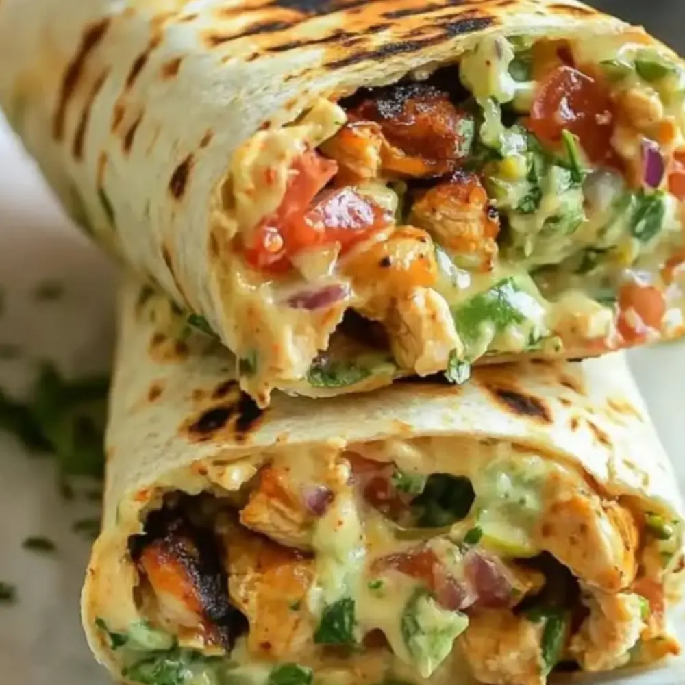 Juicy Chipotle Ranch Grilled Chicken Burrito with Fresh Veggies and Creamy Sauce