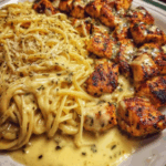 Garlic Butter Chicken with Velvety Parmesan Linguine
