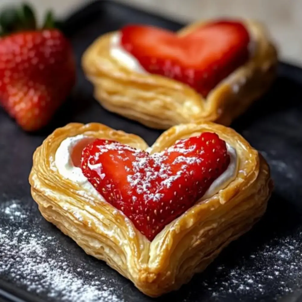 Strawberry Puff Pastry Hearts
