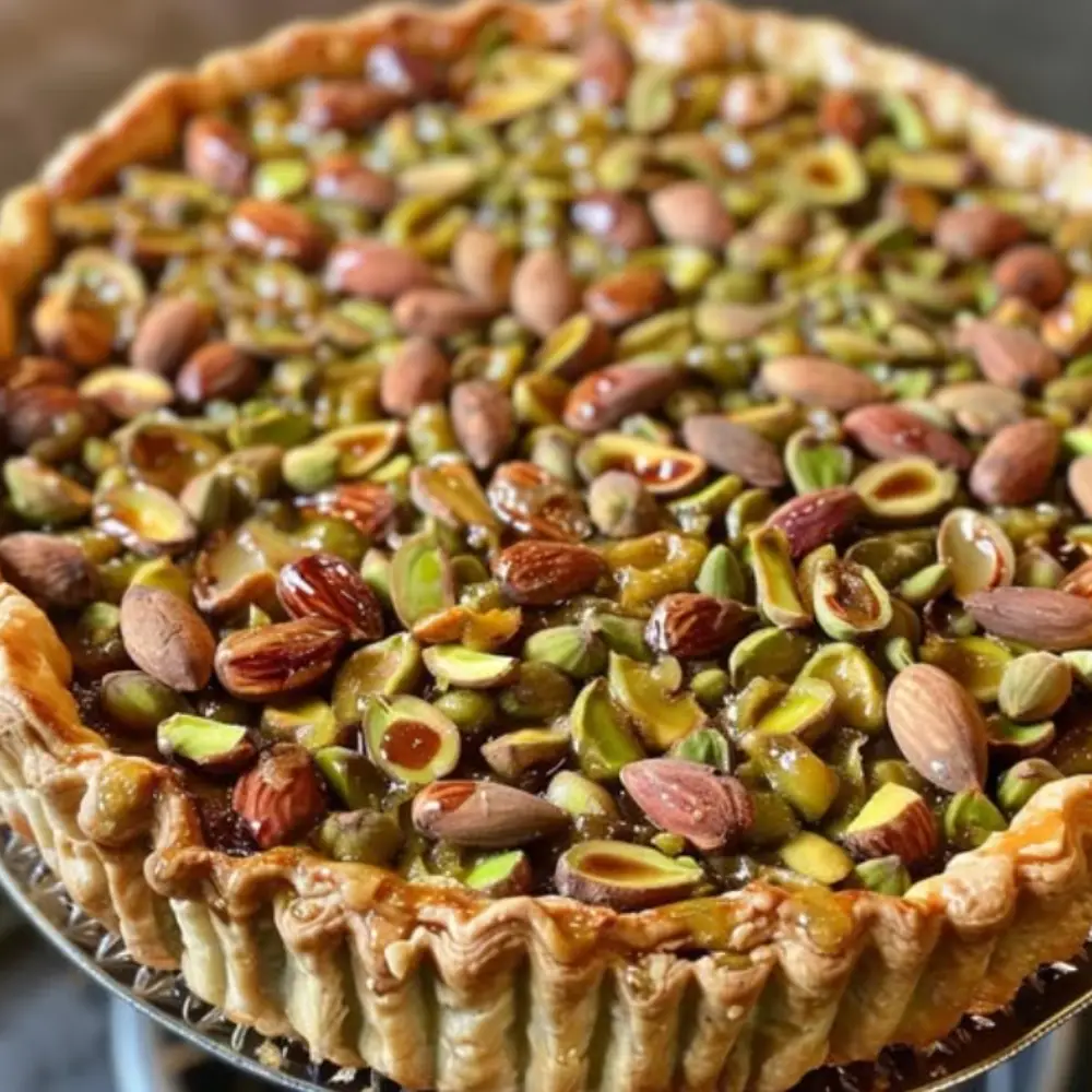Nut and Pistachio Caramel Tart