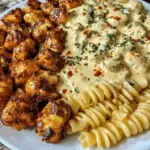 Garlic Butter Chicken Bites & Spicy Cajun Alfredo Twisted Pasta 3 Garlic Butter Chicken Bites & Spicy Cajun Alfredo Twisted Pasta