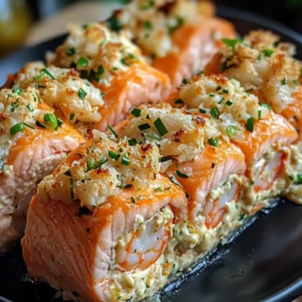 Crab and Shrimp Stuffed Salmon