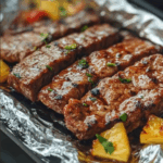 Pineapple Glazed Grilled Steak Foil Packs