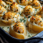 Shrimp and Crab Stuffed Shells with Alfredo Sauce