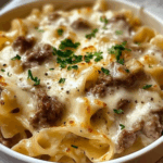 Creamy and Savory French Onion Beef and Noodles