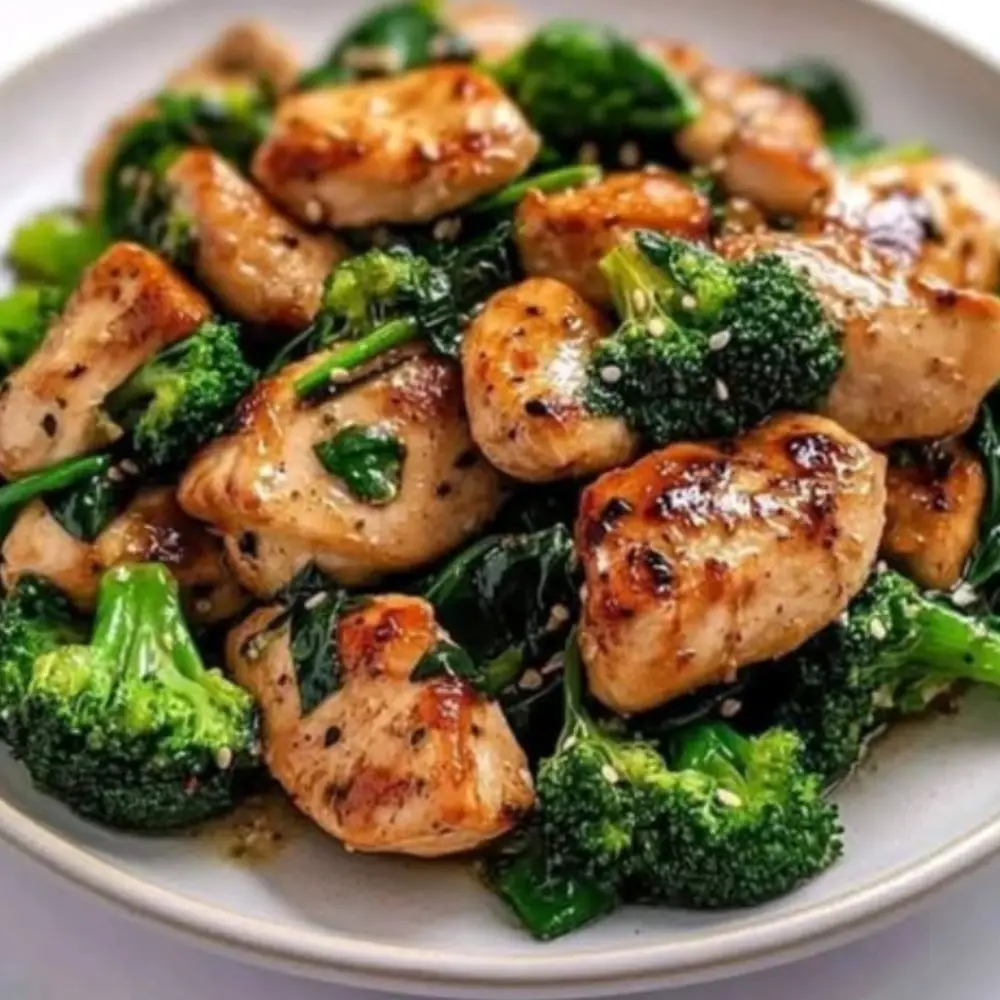 Garlic Chicken with Broccoli and Spinach