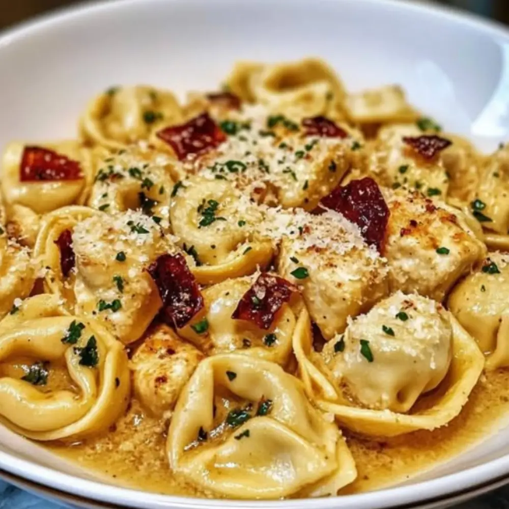 Baked Garlic Butter Parmesan Chicken Tortellini