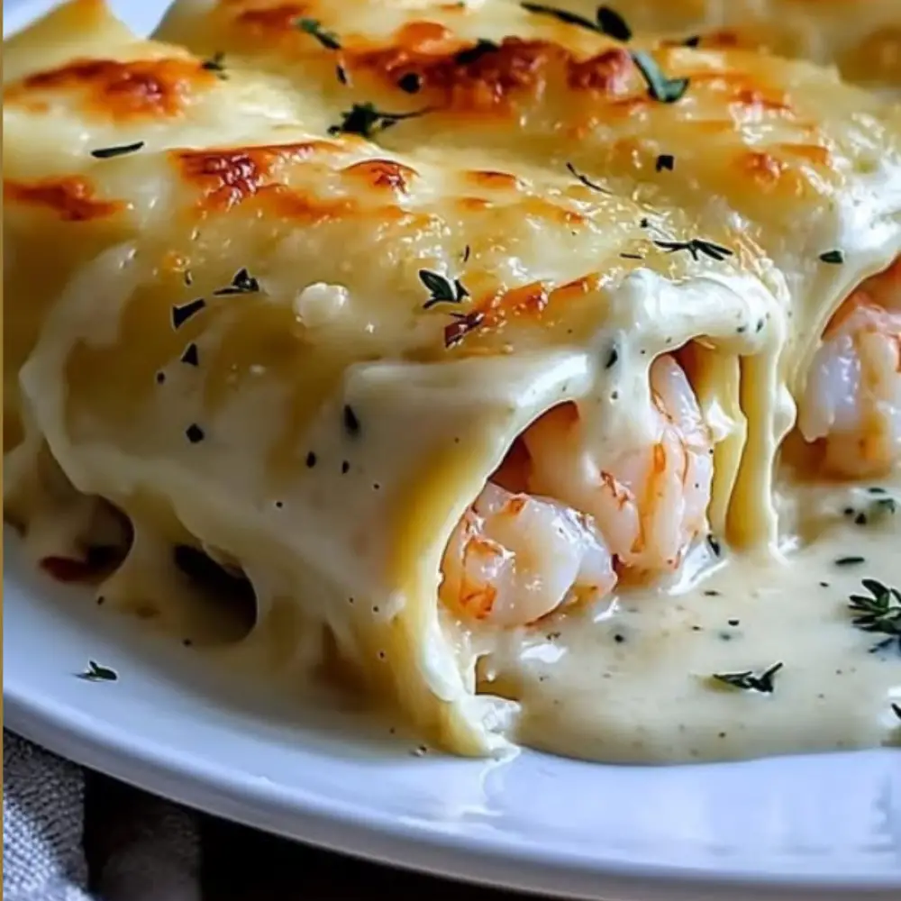 Shrimp & Crab Alfredo Lasagna Roll-Ups