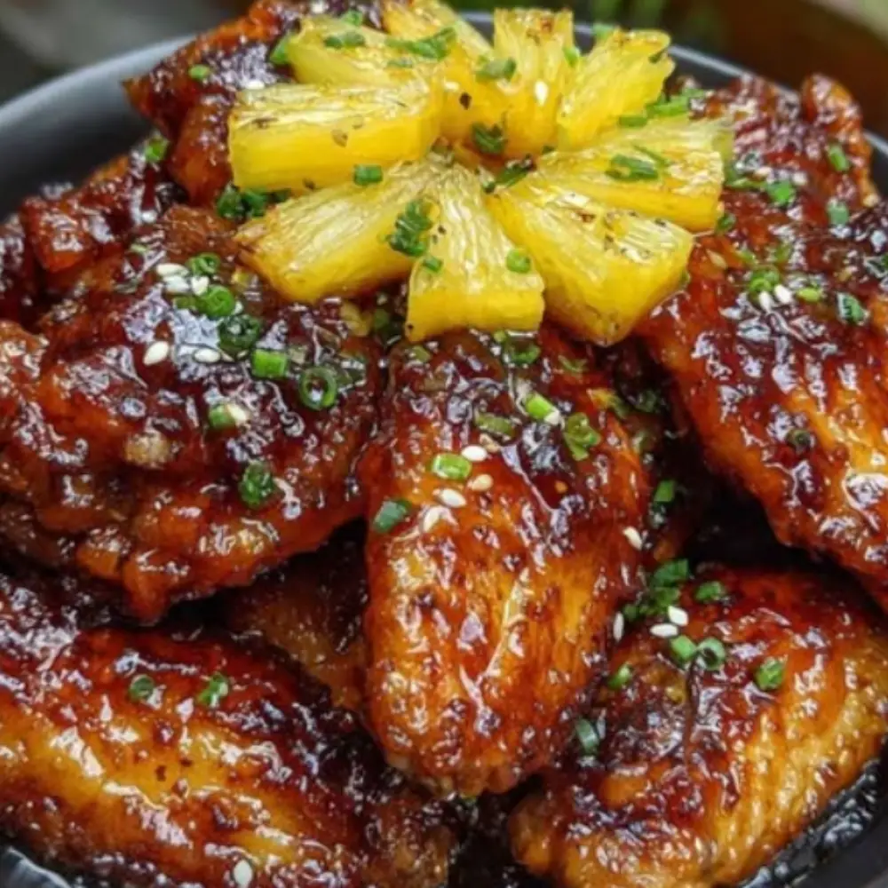 Sticky Brown Sugar Pineapple Glazed Chicken Wings