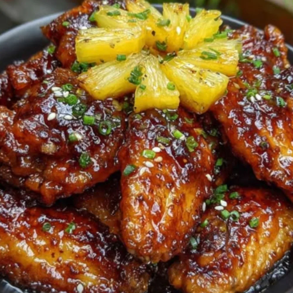 Sticky Brown Sugar Pineapple Glazed Chicken Wings