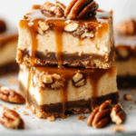 Vegan Caramel Pecan Cheesecake Bars