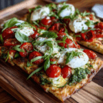 Mediterranean Veggie Flatbread with Burrata & Pesto