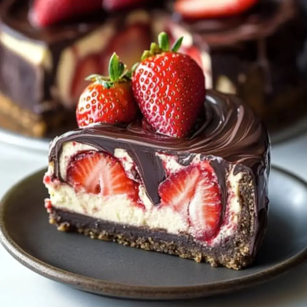 Chocolate Strawberry Swirl Cheesecake