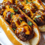 Beef BBQ Cheeseburger Meatball Subs