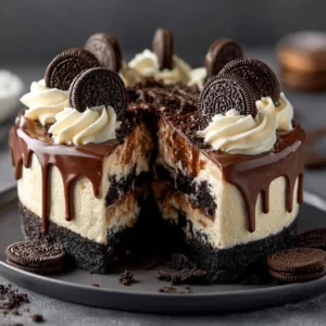 No-Bake Oreo Cheesecake with Chocolate Drip** Recipe