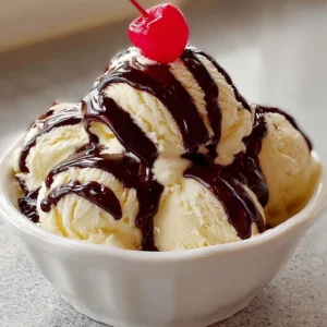 Vanilla Ice Cream Sundae with Rich Hot Fudge Recipe