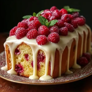 Raspberry Sauce Pound Cake with White Chocolate Drizzle Recipe