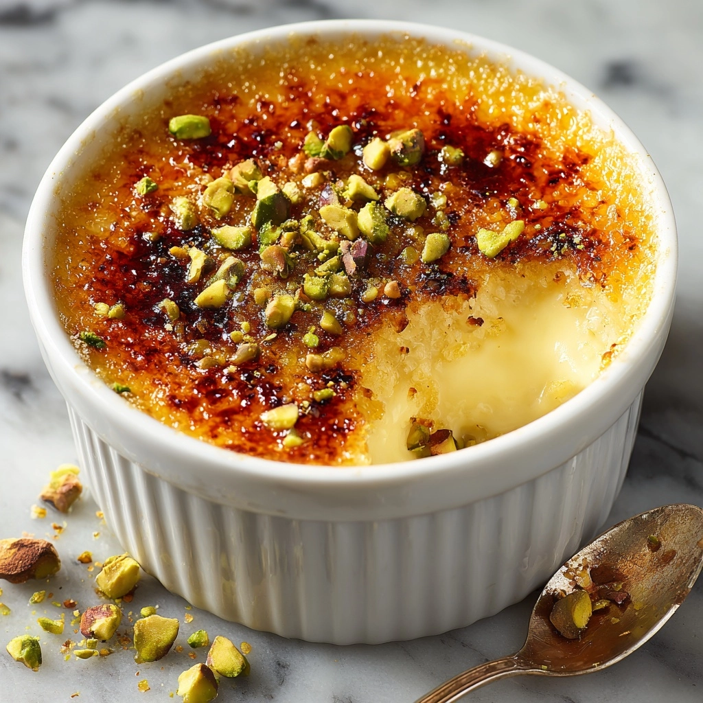 White Chocolate Lavender Brûlée with Pistachio Shatter Recipe